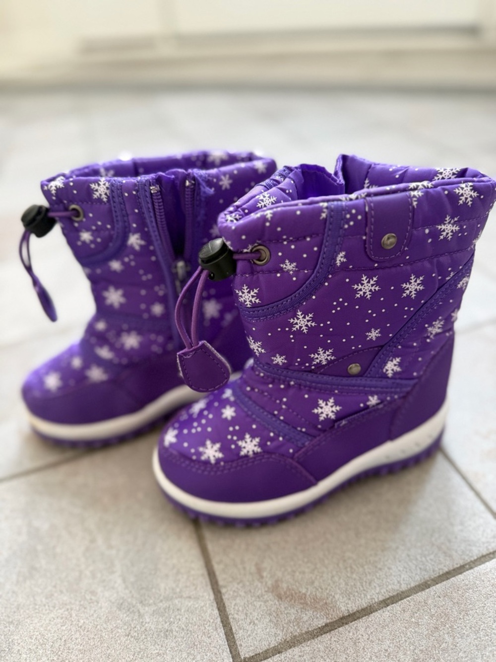 Kids Purple Snowflake Winter Boots